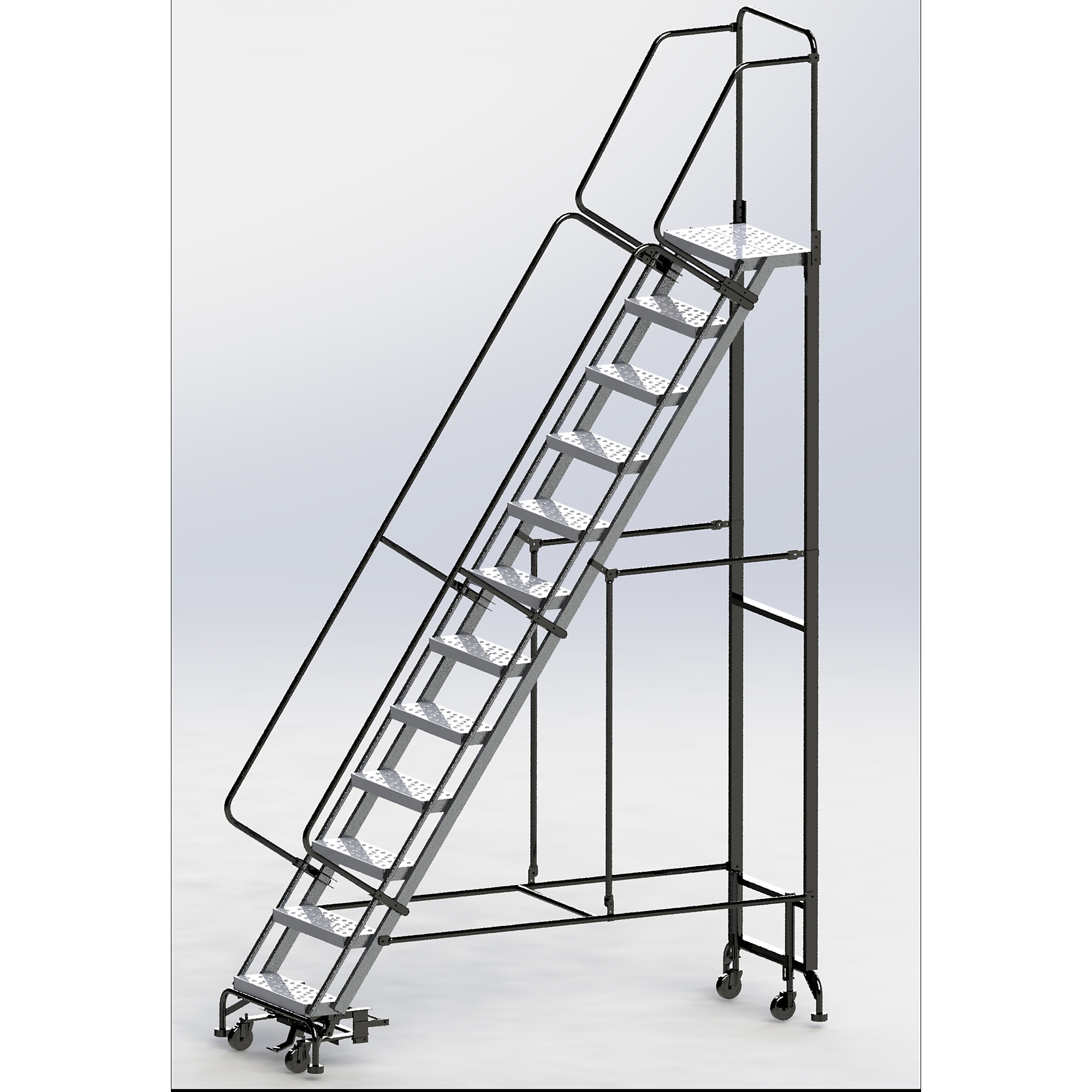 Ballymore, 12 Step Hybrid Ladder 24in. W Alumn. Steps, Overall Height 156 in, Steps 12 Material Carbon Steel, Model# HY-LA-123214P